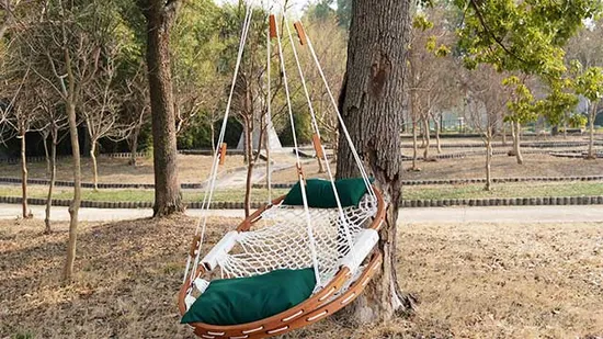 Mango Rope Net Footrest Sunbrella Cushion Porch Single Hanging Hammock Swing 