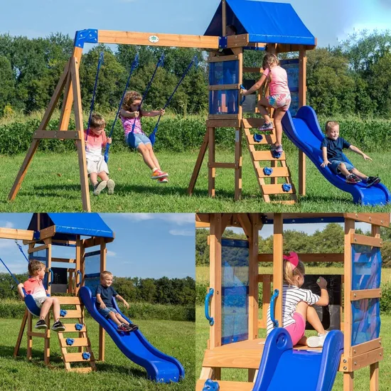 Wooden Outdoor Playground Equipment Swing Set with Slide for Children