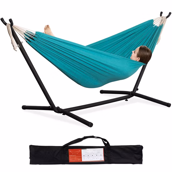Space Saving Steel Stand 2 Person Heavy Duty Double Portable Carrying Hammock