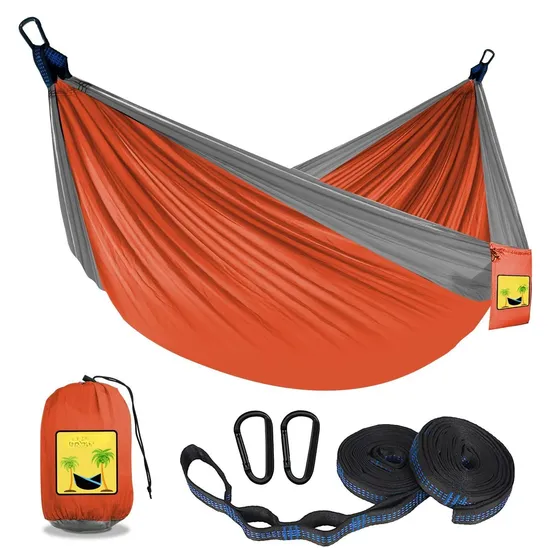 Double Single Portable Camping Hammock with 2 Tree Straps 